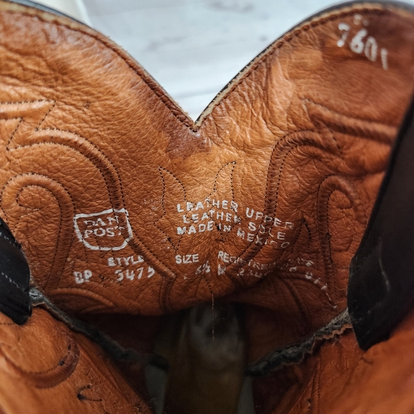 Dan Post Black Leather Western Heeled Cowboy Boots - Picture 4 of 8